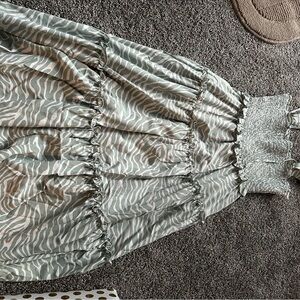 Gray Zebra Print Smocked Dress